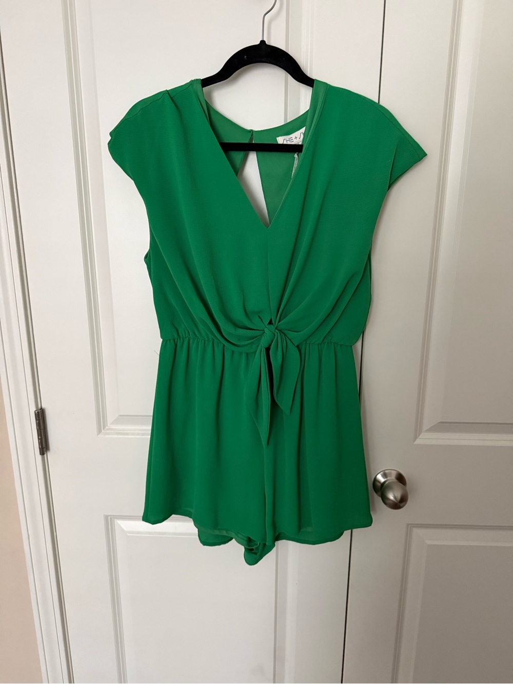 She + Sky Green Tie-Front Romper